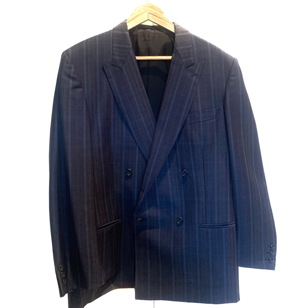 Men’s suit used  Doble Breasted Blue Pint Stripe